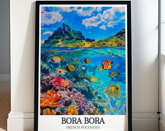 Bora Bora Wall Art Bora Bora Lagoon Coral Gardens Vintage Posters Bora Bora Lagoon Coral Gardens Art