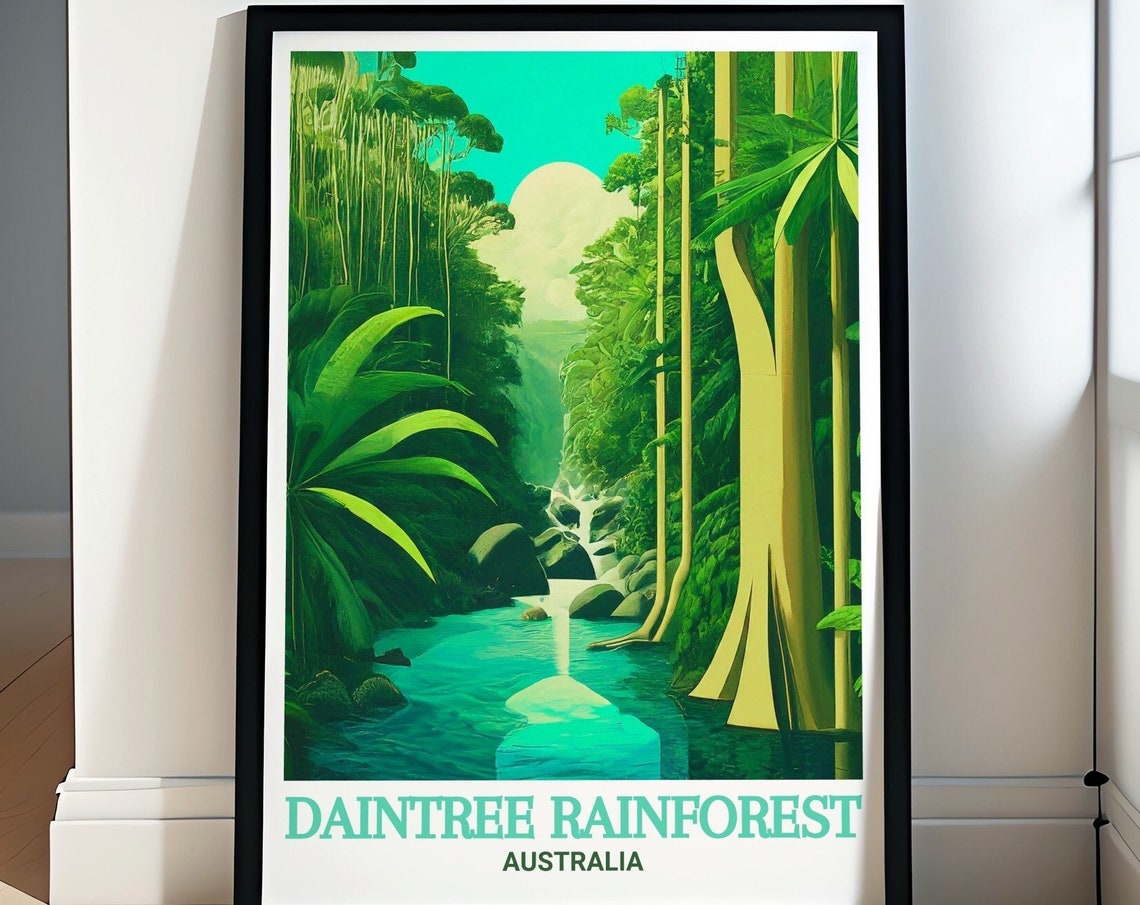 Daintree Rainforest Australia Lush Jungle Stream Vintage Travel Poster
