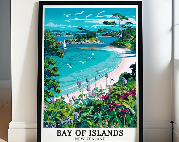 Bay Of Islands Wall Art Urupukapuka Island And Pohutukawa Trees Art Urupukapuka Island And Pohutukawa Trees Decor Bay Of Islands Poster