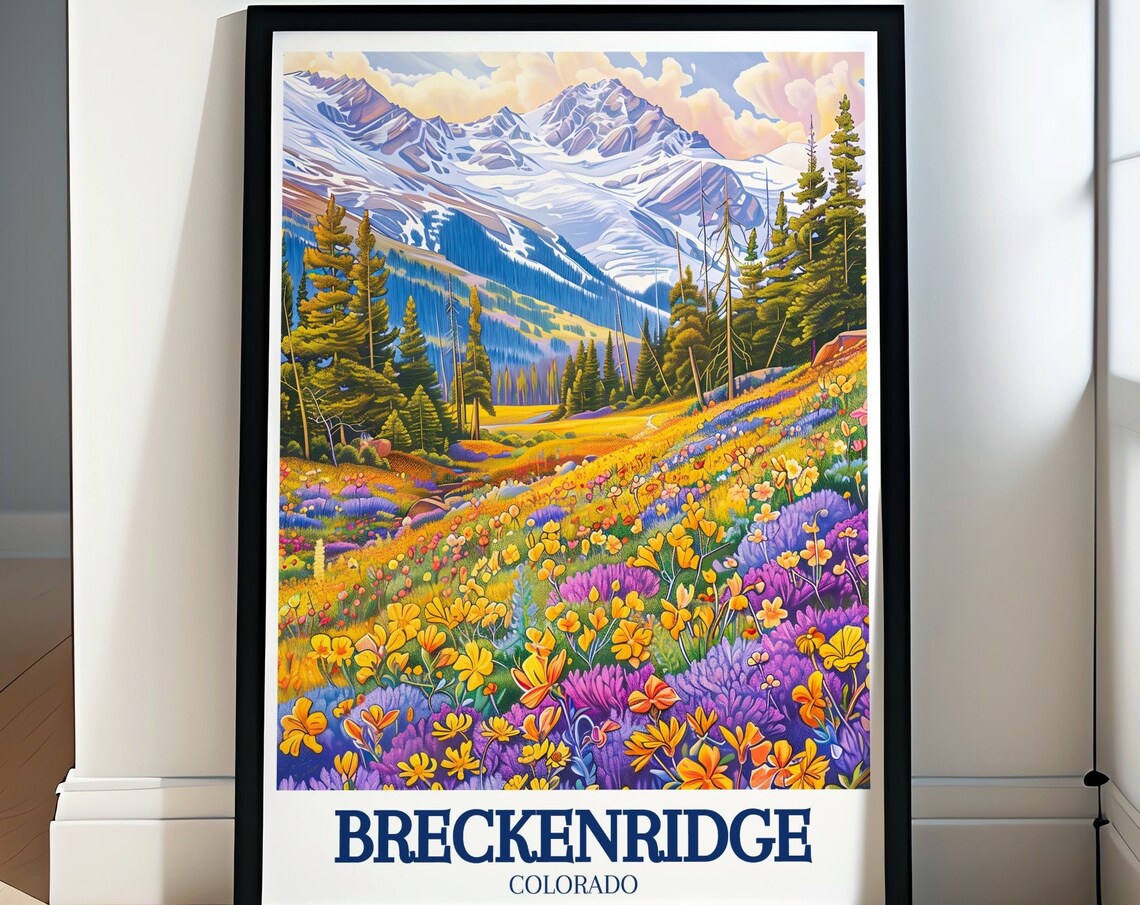 Breckenridge Colorado Wildflower Meadow Peaks Summer Travel Poster