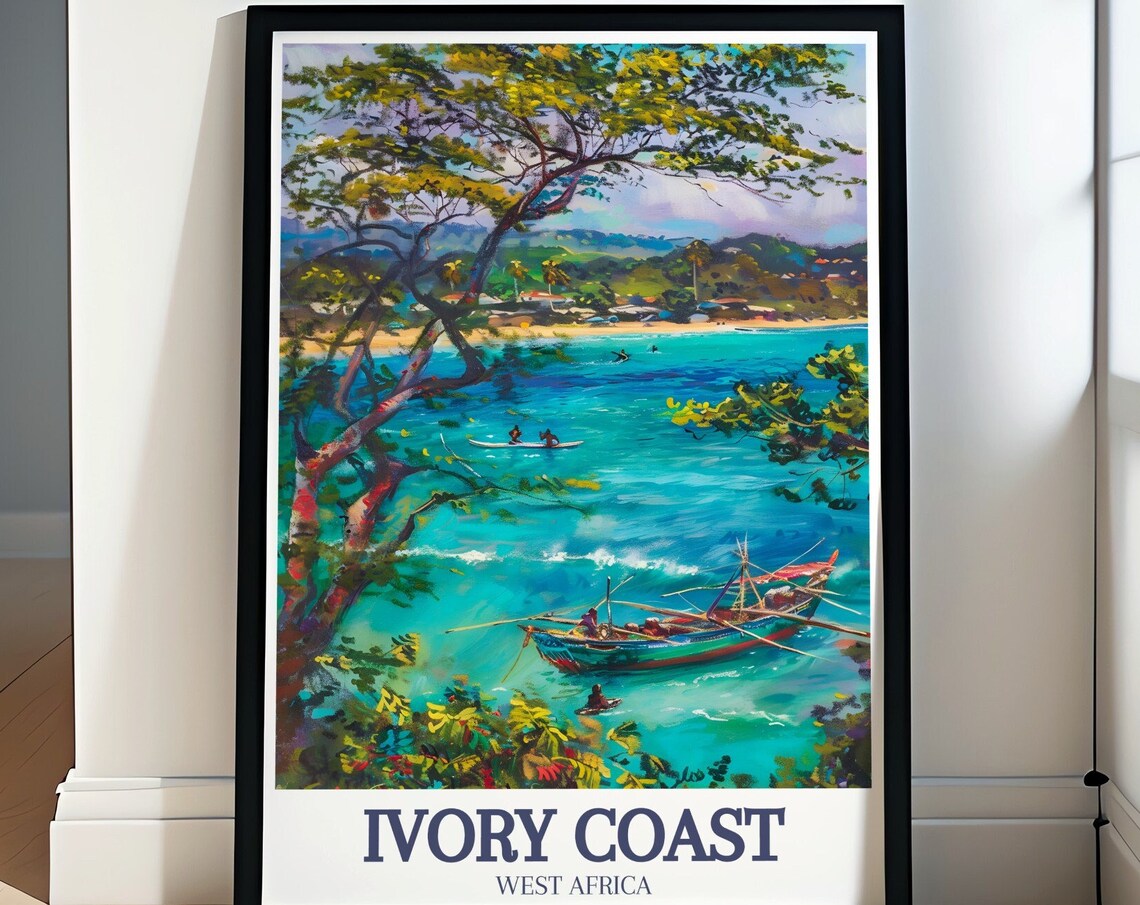 Ivory Coast Travel Poster, Assinie Mafia Lagoon
