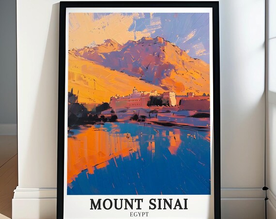 Mount Sinai Print Monastery Of Saint Catherine Travel Poster Sinai High Mountain Range Art Mount Sinai Art Egypt Home Decor