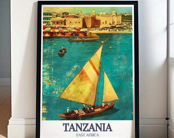Tanzania Travel Art Zanzibar Print Old Town Artwork Old Town Poster And Tanzania Art Beautiful Old Town Decor