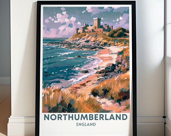 Northumberland Print Bamburgh Castle Print Bamburgh Castle Poster Print Of Bamburgh Castle