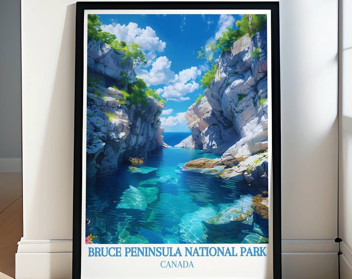 Bruce Peninsula Canada Grotto Turquoise Cove Cliffs View Poster