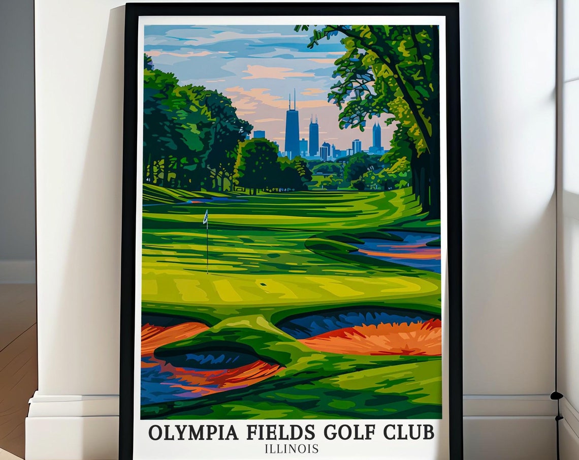Olympia Fields Golf Club Illinois Fairway Chicago Skyline Poster
