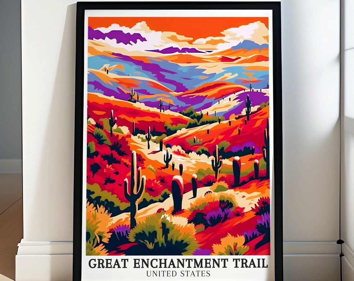 Great Enchantment Trail Saguaro Desert Arizona Cactus Art Poster