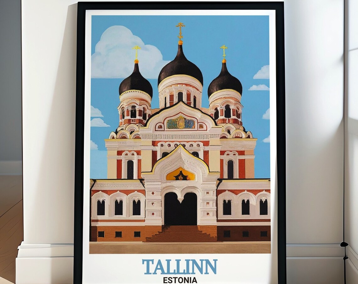 Tallinn Estonia Travel Poster, Alexander Nevsky Cathedral