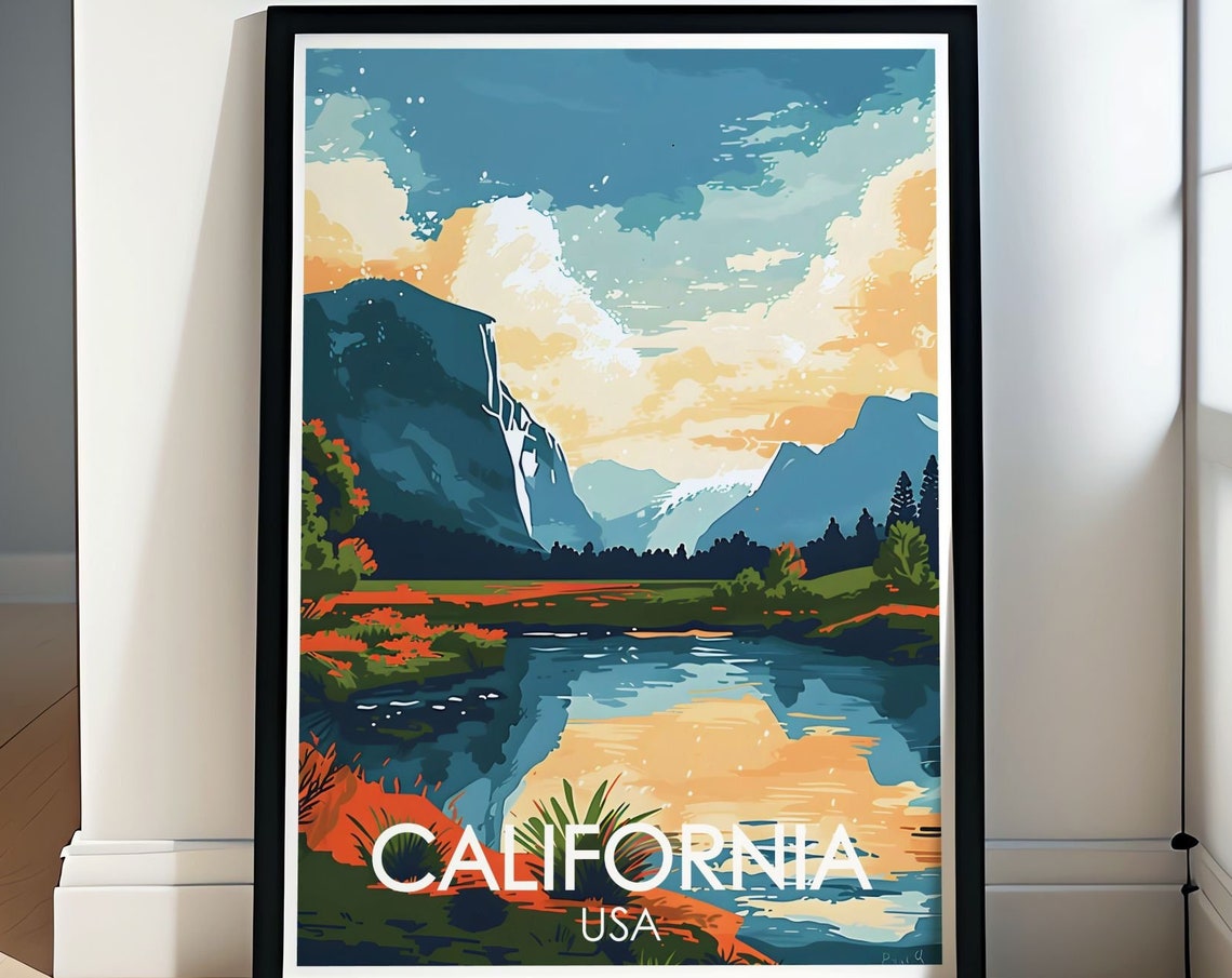 California Yosemite Valley Waterfall Majestic National Park Poster