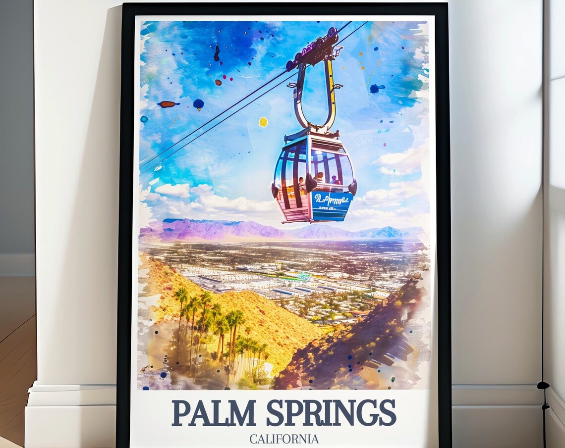 Palm Springs Aerial Tramway Gondola Watercolor Desert Poster