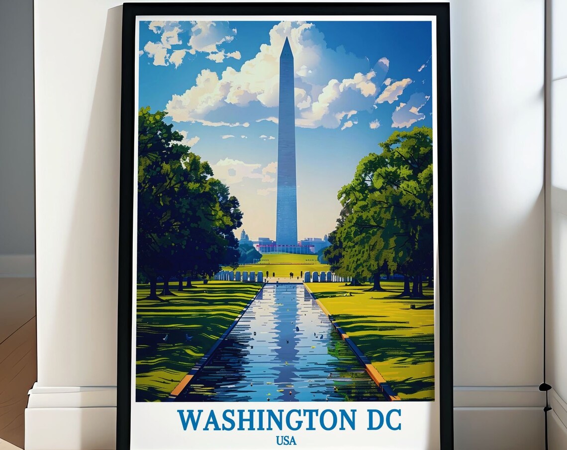 Washington DC USA Washington Monument Reflecting Pool Travel Poster