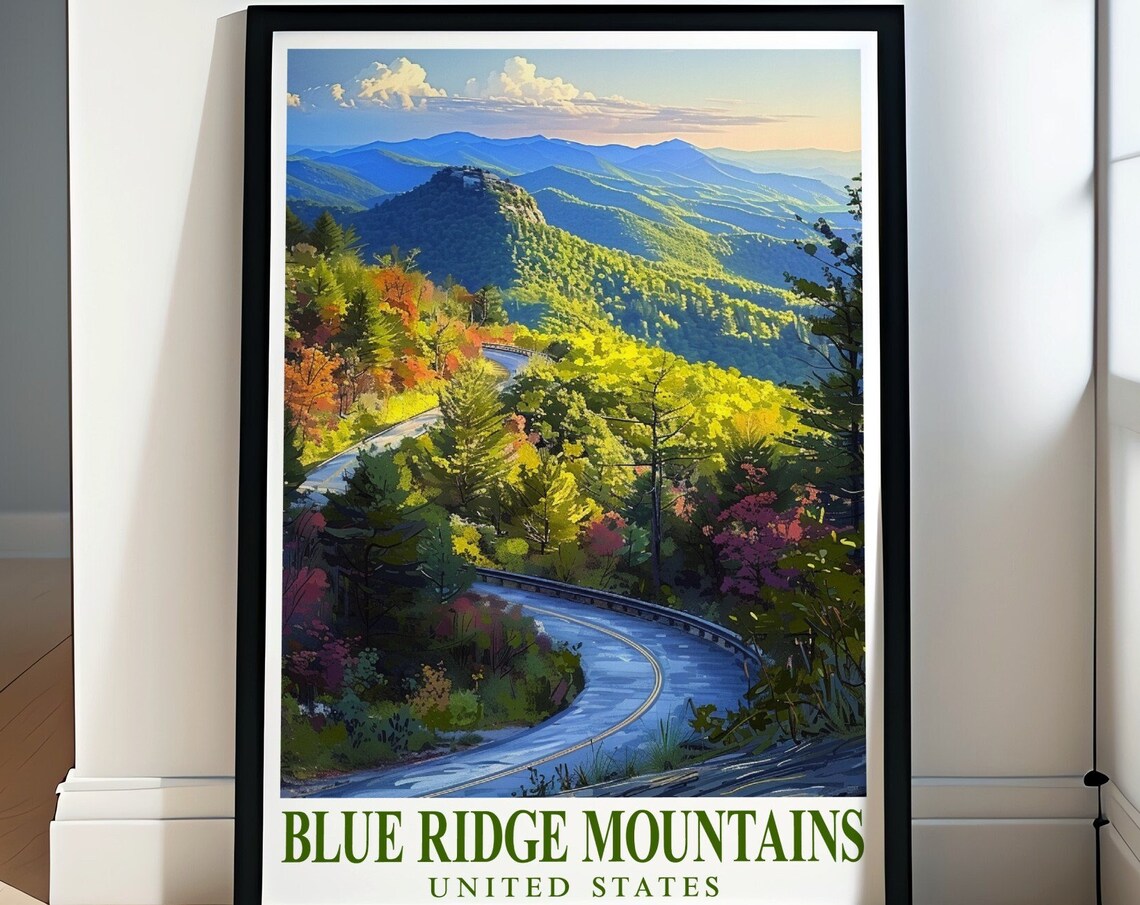 Blue Ridge Mountains Winding Parkway Road Nature Travel Poster