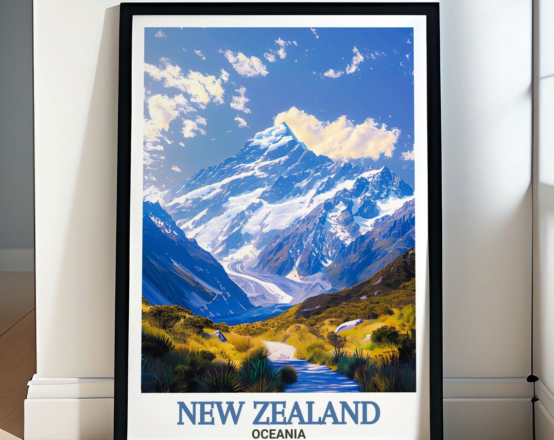 New Zealand Mount Cook Aoraki Alpine Peak Glacier Summit Poster