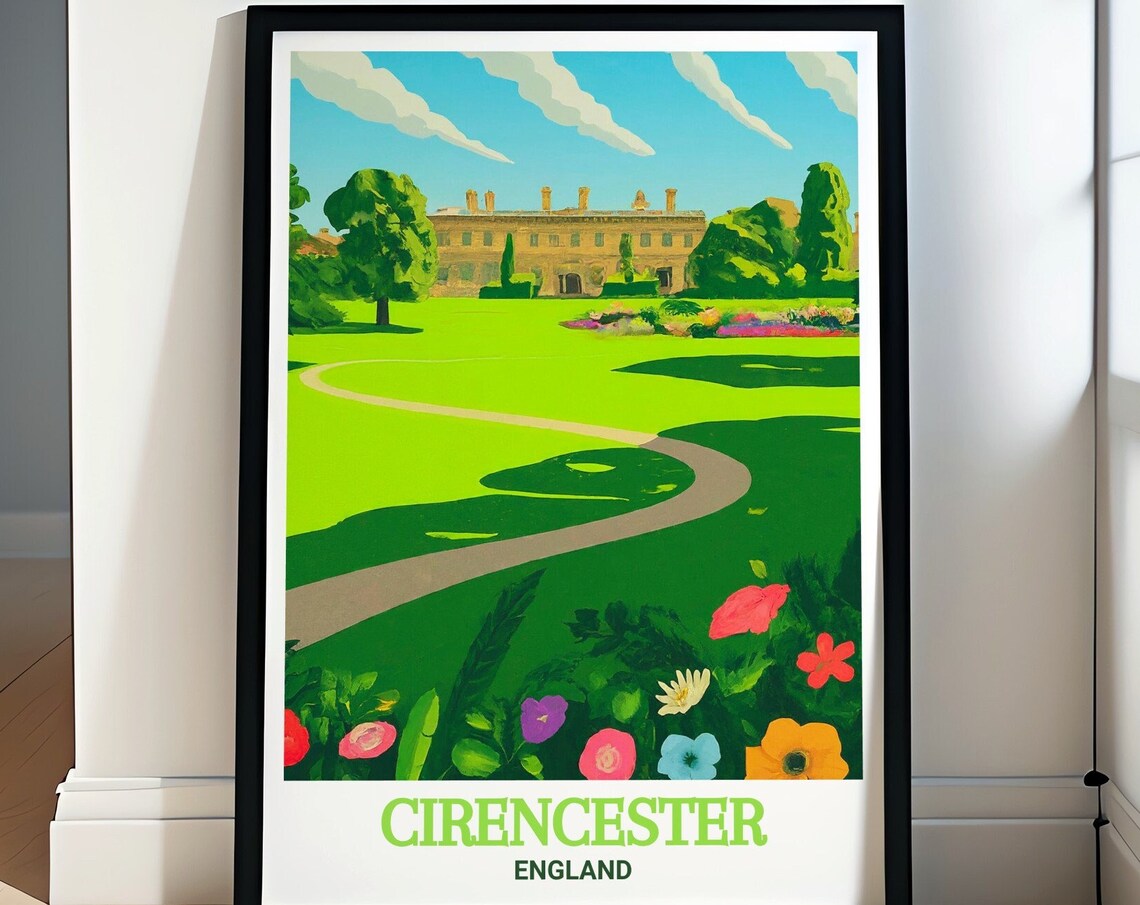 Cirencester Park Manor House And Gardens England Travel Poster