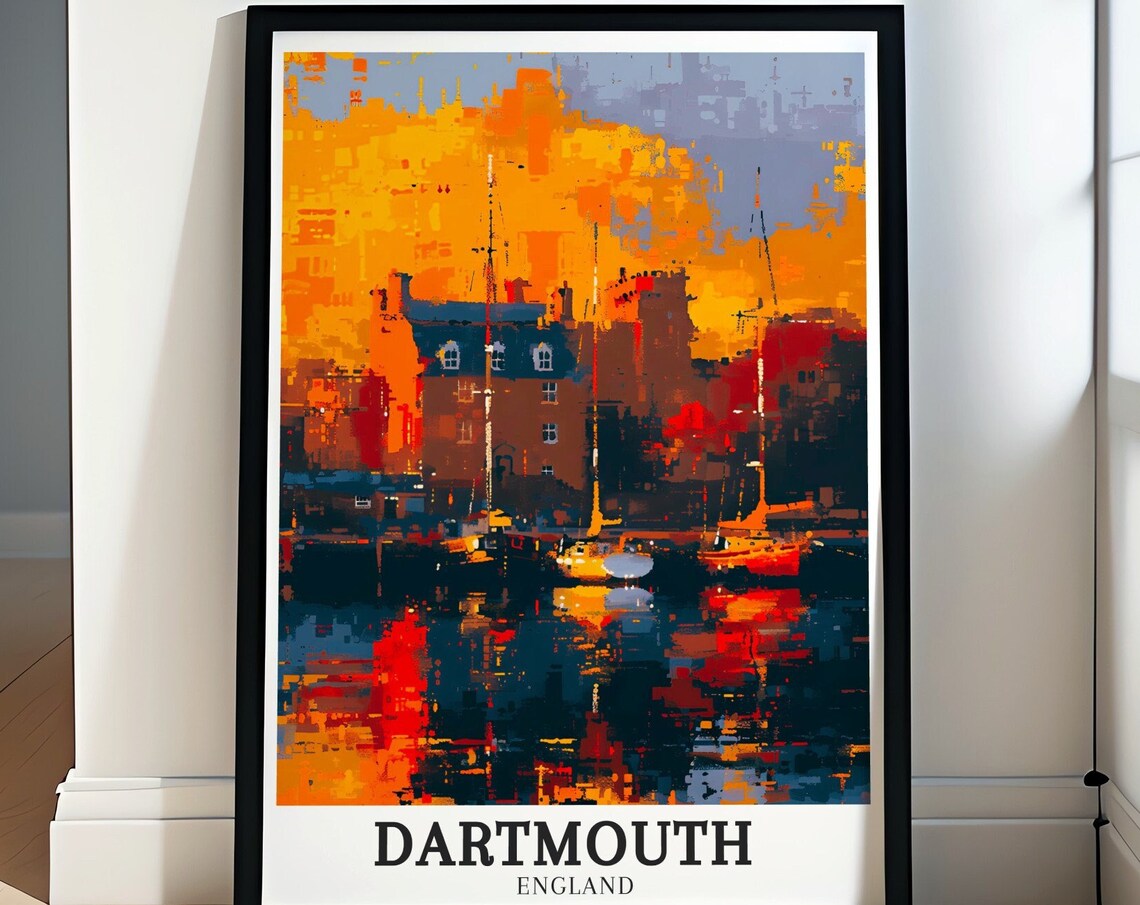 Dartmouth England Abstract Sunset Harbor Reflections Art Poster