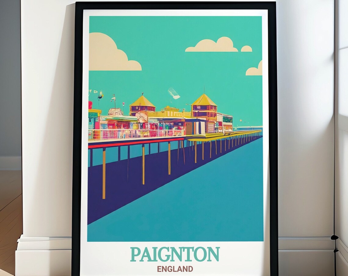 Paignton Pier Amusement Arcade Colorful Seaside Travel Poster