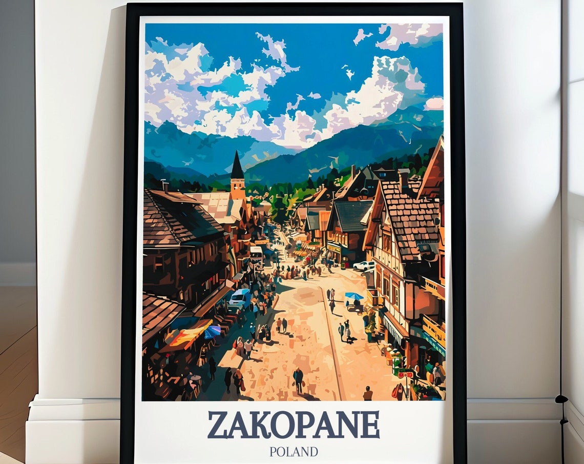 Zakopane Prints Travel Print Of Gubawka Hill And Krupwki Street Gubawka Hill And Krupwki Street Poster Zakopane Wall Art