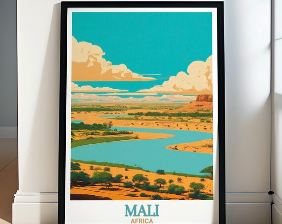 Mali Travel Art Niger River Posters Africa Wall Art And Gifts Niger River Travel Poster Niger River Prints Mali Artwork