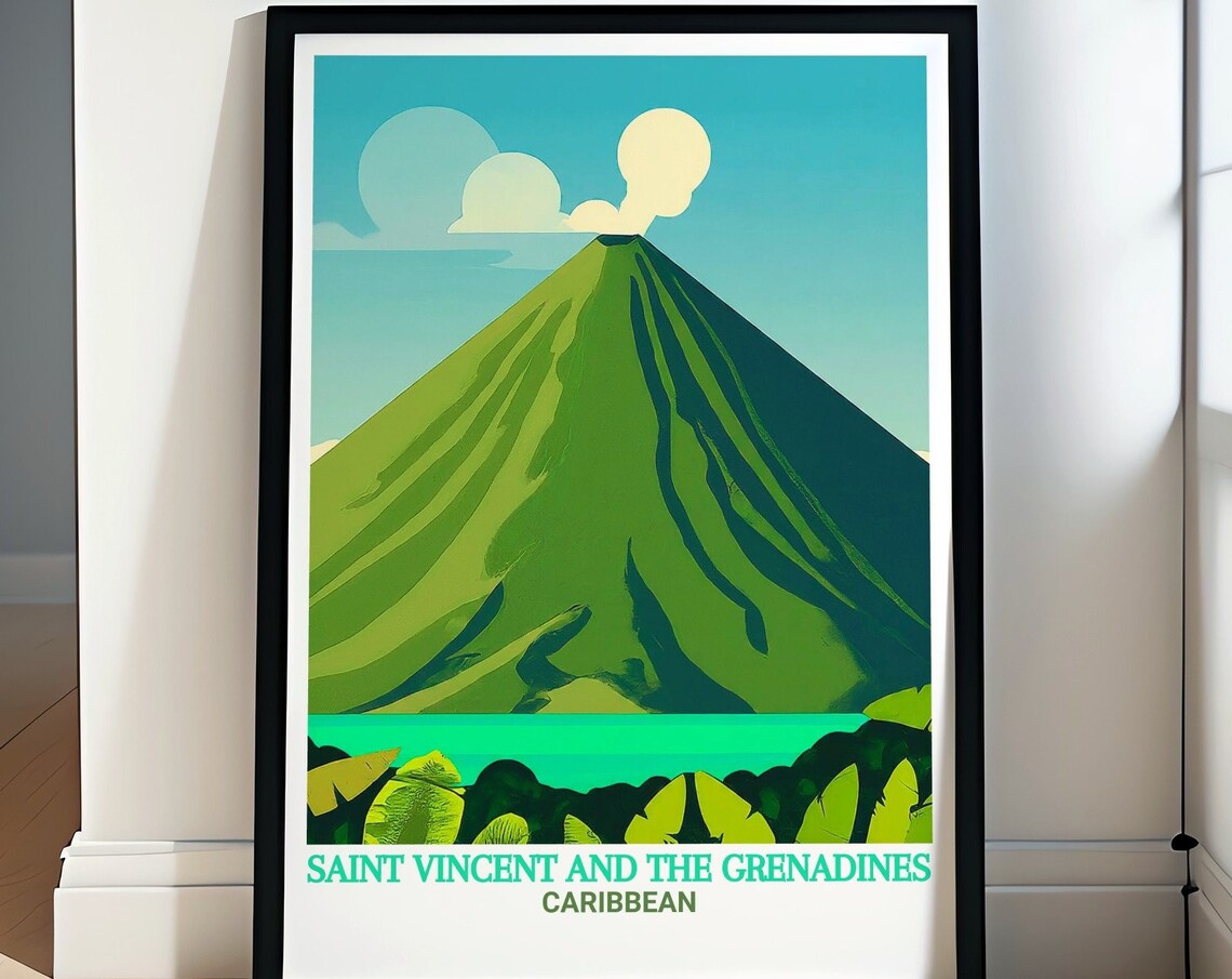 Saint Vincent And The Grenadines La Soufriere Volcano Travel Poster