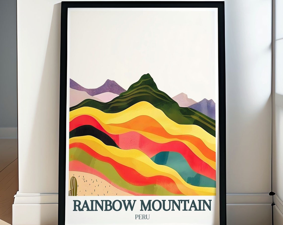 Rainbow Mountain Abstract Colorful Painted Waves Peru Art Print