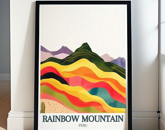 Rainbow Mountain Abstract Colorful Painted Waves Peru Art Print