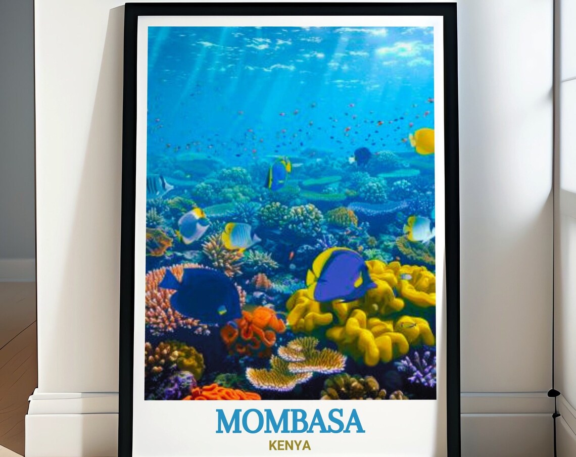Mombasa Kenya Coral Reef Tropical Fish Dive Adventure Travel Poster