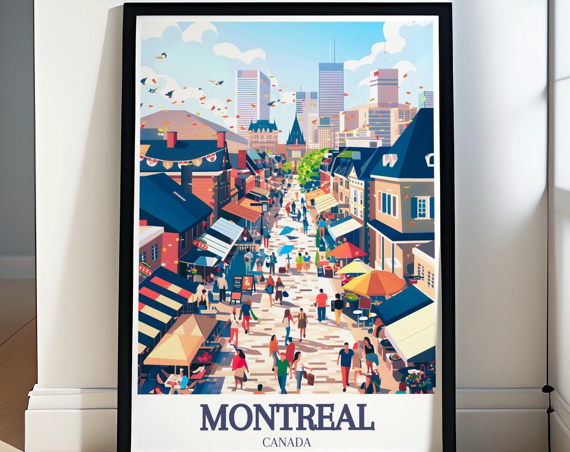 Montreal Wall Art Rue Saintpaul Montreal Skyline Vintage Poster Rue Saintpaul Montreal Skyline Travel Art Rue Saintpaul Travel Poster