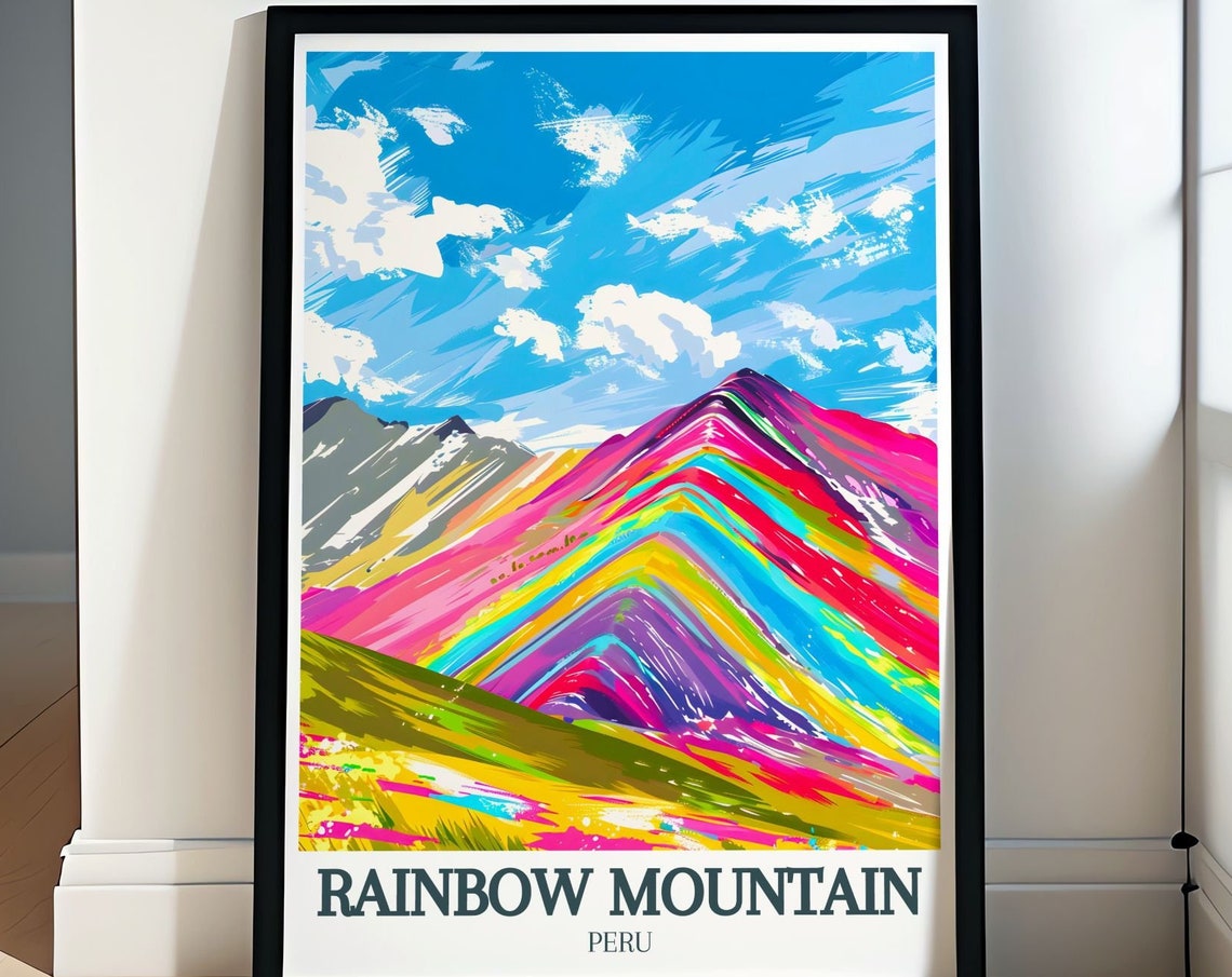 Rainbow Mountain Vinicunca Multicolor Painted Peak Peru Travel Poster