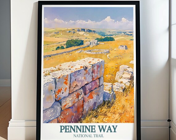 Pennine Way National Trail Ancient Stone Ruins Moorland Hiking Poster Art