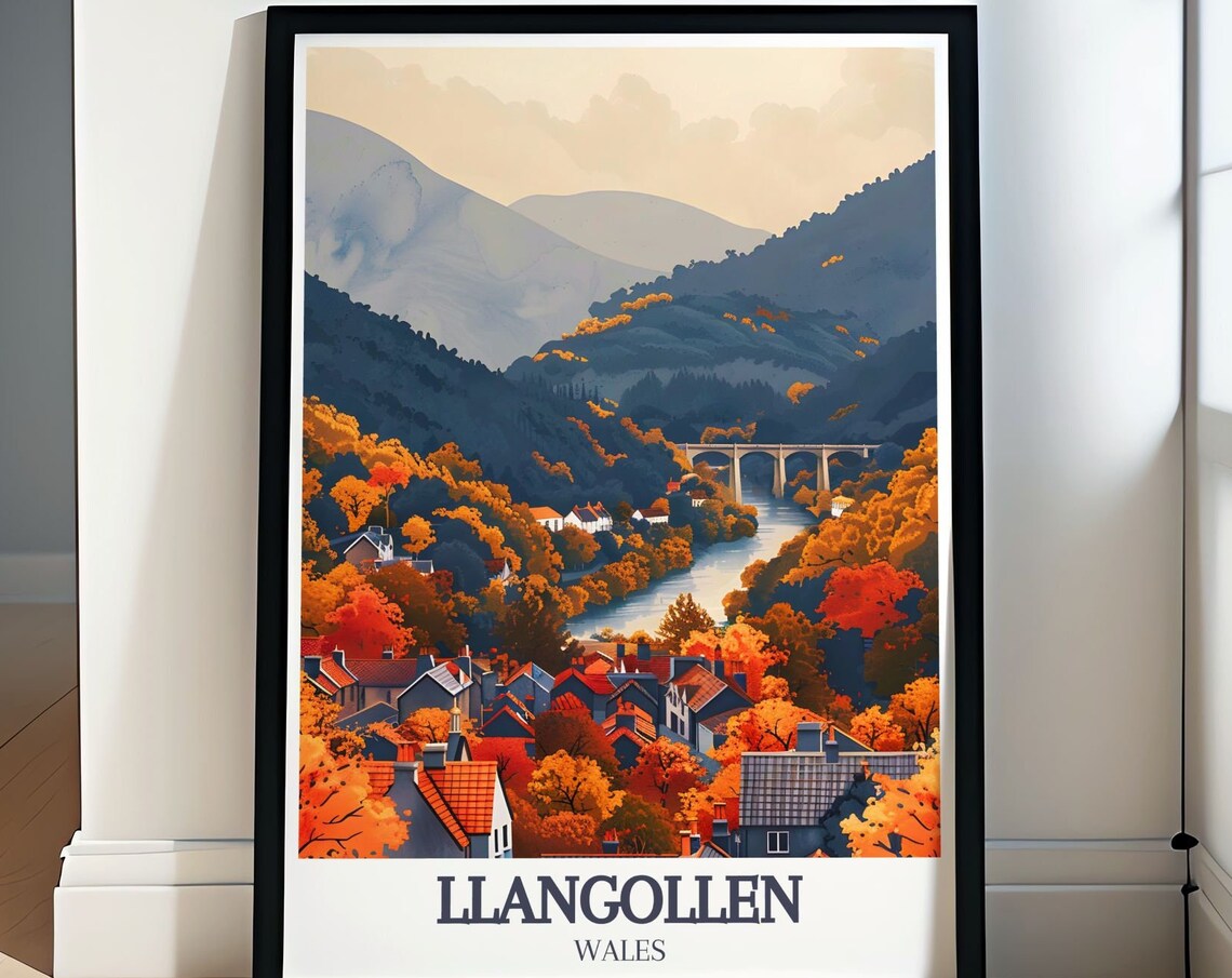 Llangollen Poster, Pontcysyllte Aqueduct Travel Print
