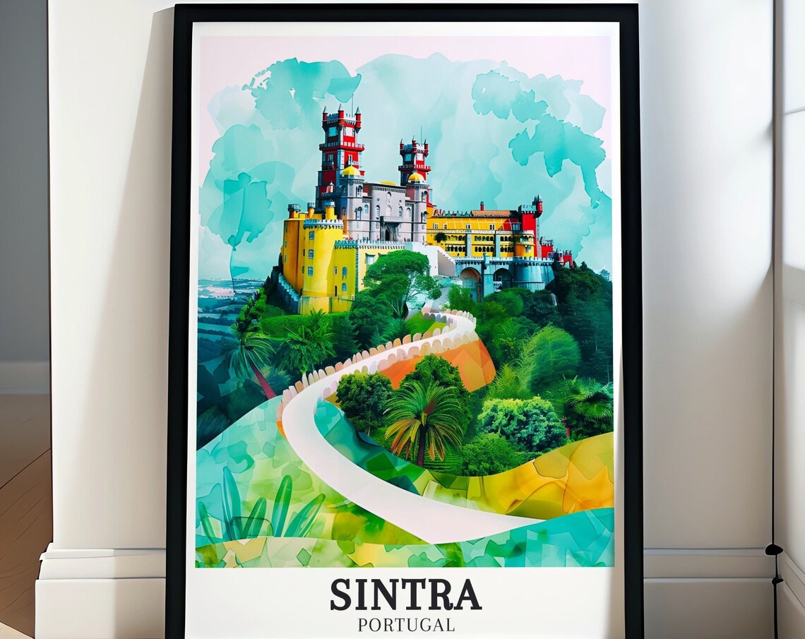Sintra Portugal Pena National Palace Watercolor Travel Poster
