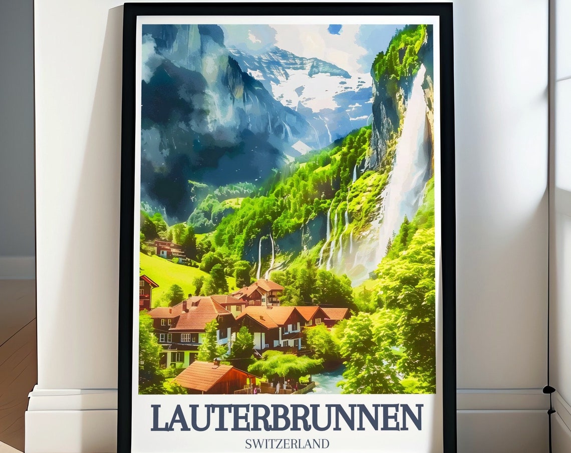 Lauterbrunnen Travel Poster Staubbach Falls Lauterbrunnen Travel Poster Lauterbrunnen Village Poster Lauterbrunnen Poster