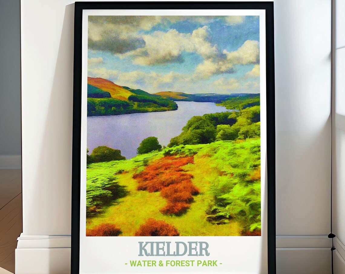 Kielder Water and Forest Park Vibrant Lakeside Autumn Scene Poster