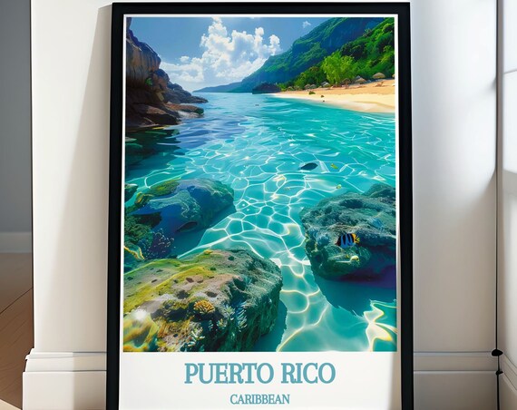 Puerto Rico Caribbean Beach Turquoise Shallows Travel Poster