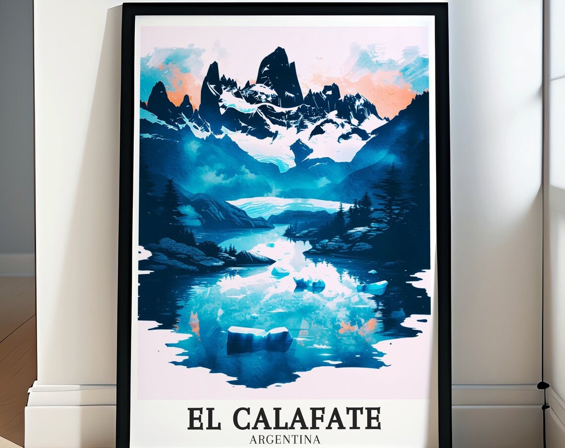 El Calafate Glacial Lagoon Ice Peaks Argentina Travel Poster