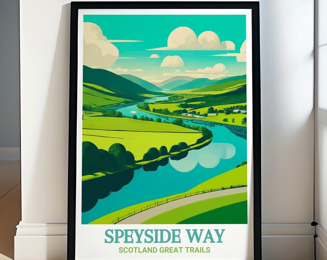 Speyside Way Scotland Winding River Spey Green Valley Poster