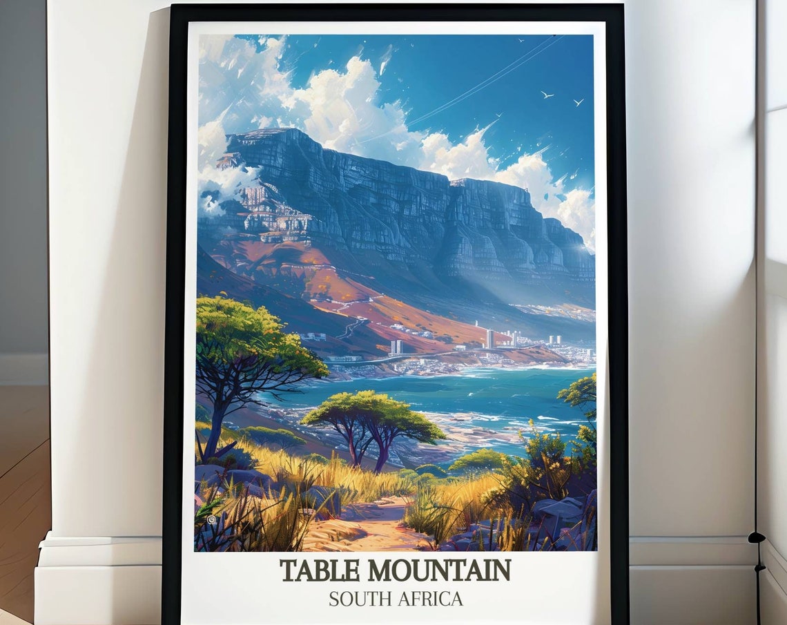 Table Mountain Summit View Over Cape Town Coastline and Ocean Poster