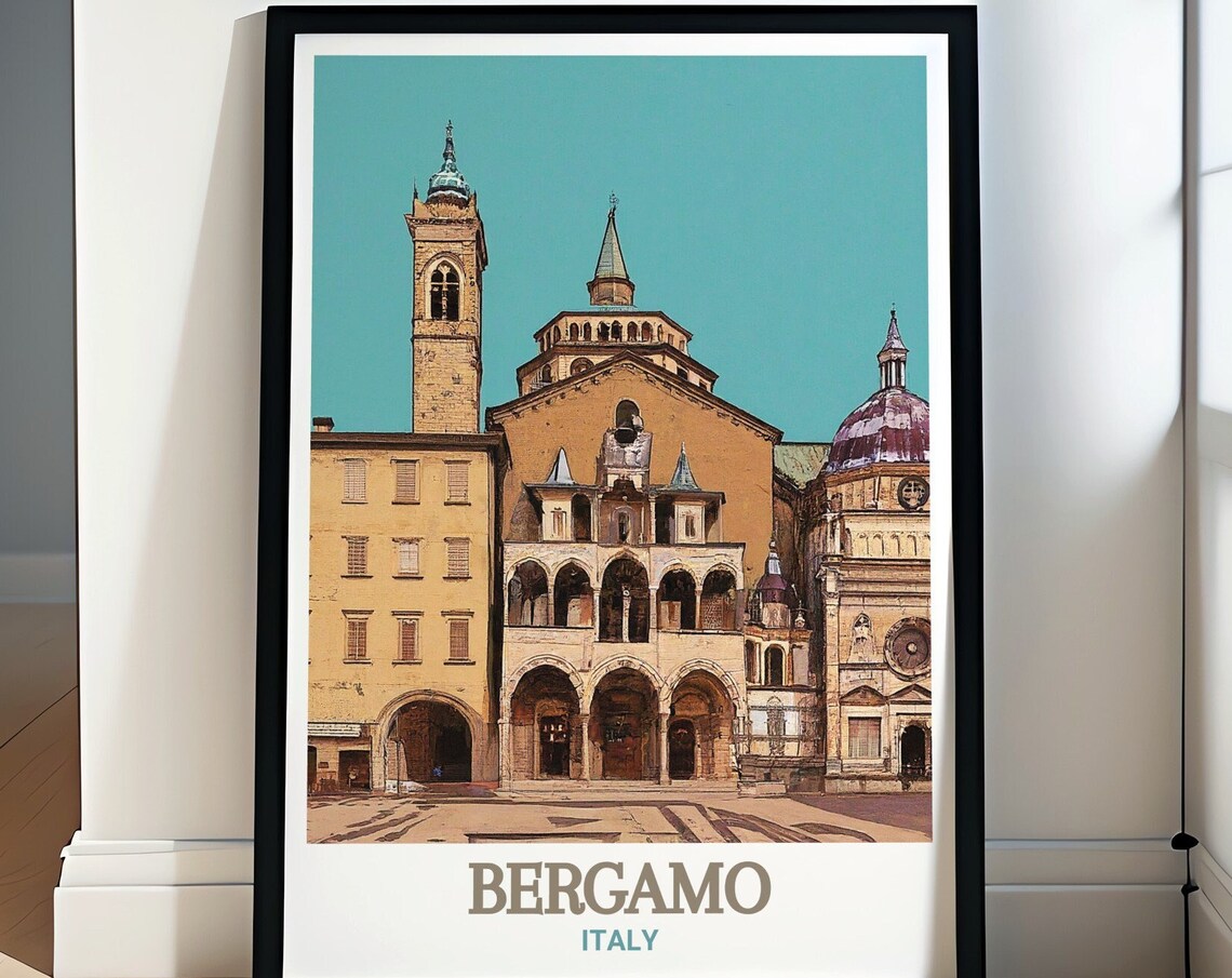 Bergamo Piazza Vecchia Basilica Church Italy Old City Poster