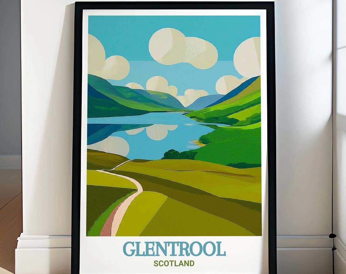 Glentrool Scotland Loch Trool Mirror Lake Green Hills Poster