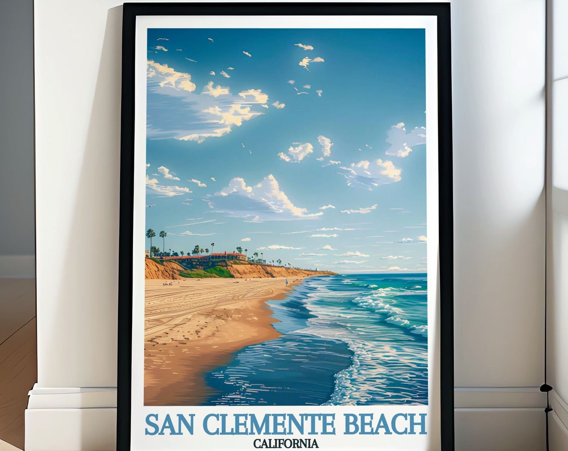 San Clemente Beach California Waves Coastline Vintage Travel Poster
