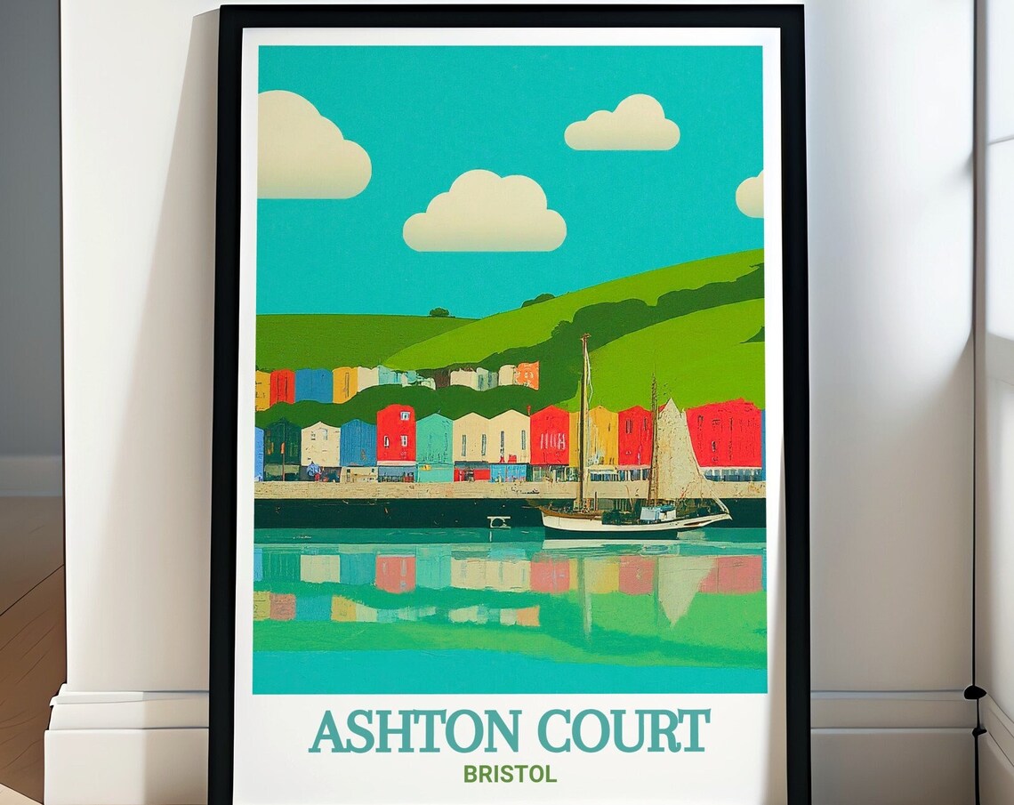 Ashton Court Bristol Colourful Harbour Sailing Boats Scene Poster