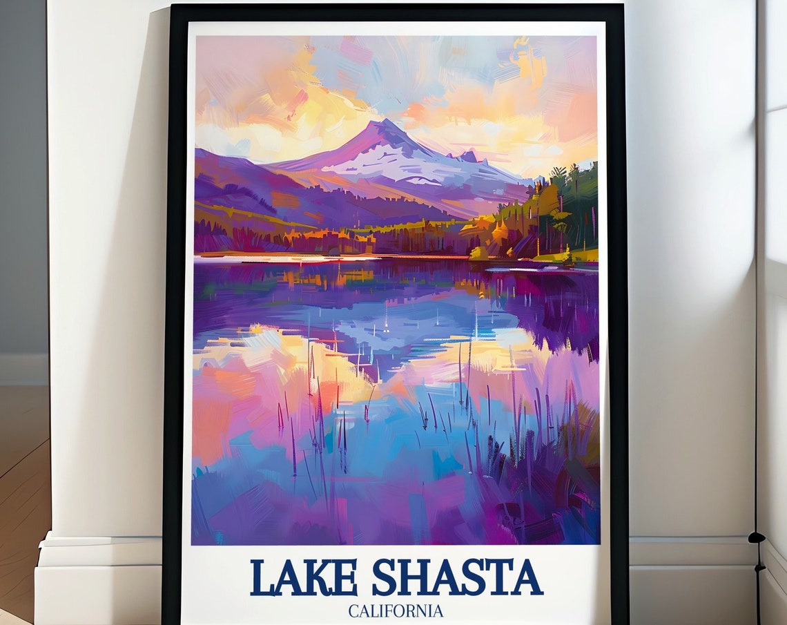 Lake Shasta Travel Posters Shasta Cascade Art Collection California Scenic Prints Lake Shasta And Castle Lake Travel Art