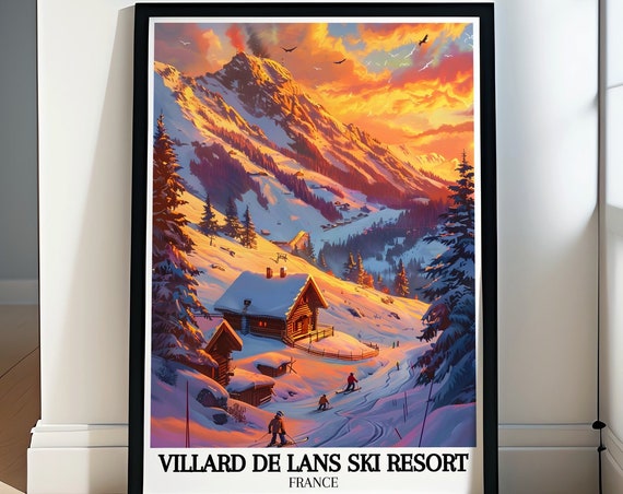 Villard De Lans Ski Resort Travel Poster Posters Of Villard De Lans Village And Grande Moucherolle Peak Villard De Lans Ski Resort Prints