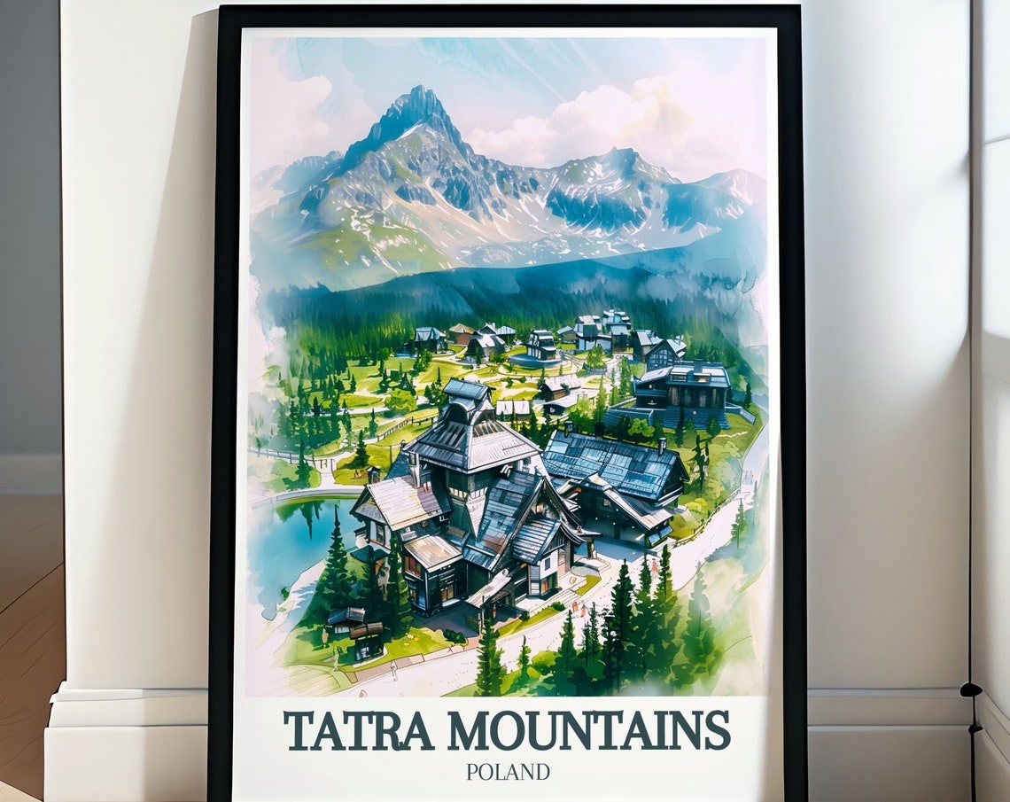 Tatra Mountains Poland Alpine Lodge Village Valley Travel Poster