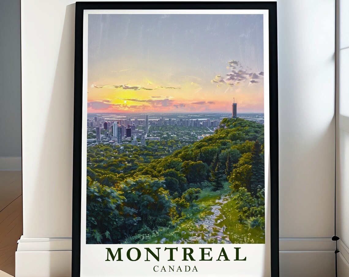 Montreal Travel Poster Mount Royal Art Montreal Art Print Montreal Poster Montreal Travel Print Mount Royal Gift Mount Royal Art