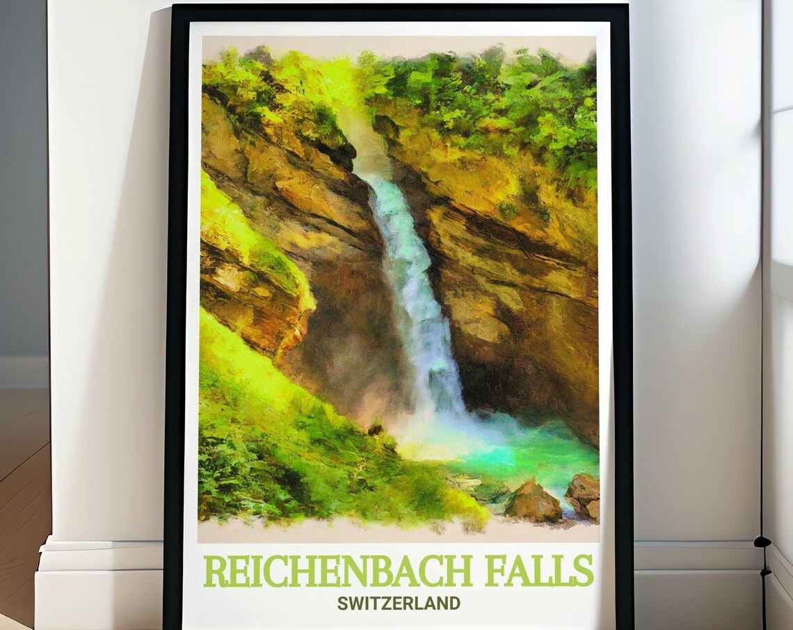 Reichenbach Falls Switzerland Mossy Waterfall Pool View Poster