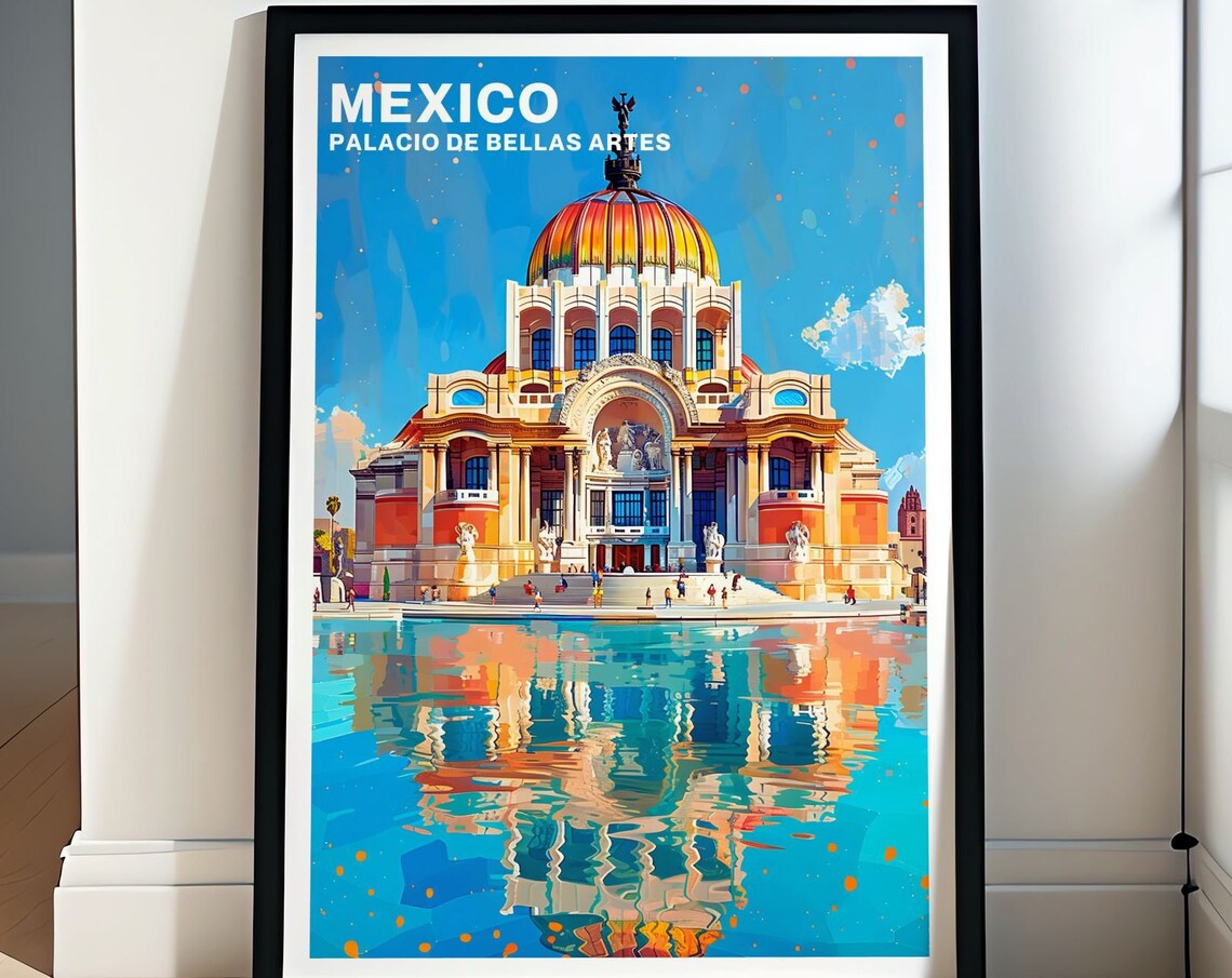 Palacio de Bellas Artes Mexico City Iconic Dome Travel Poster