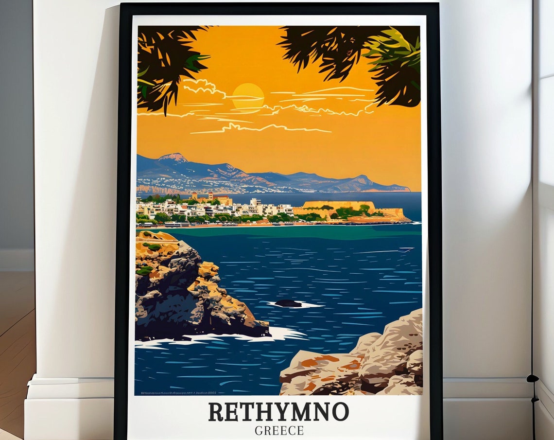 Rethymno Fortezza Citadel Golden Sunset Over Crete Greece Poster