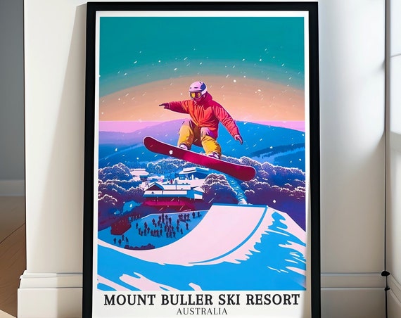 Mount Buller Ski Resort Art Prints Mt Buller Terrain Park Travel Posters Alpine Scenery Decor Scenic Mt Buller Travel Posters