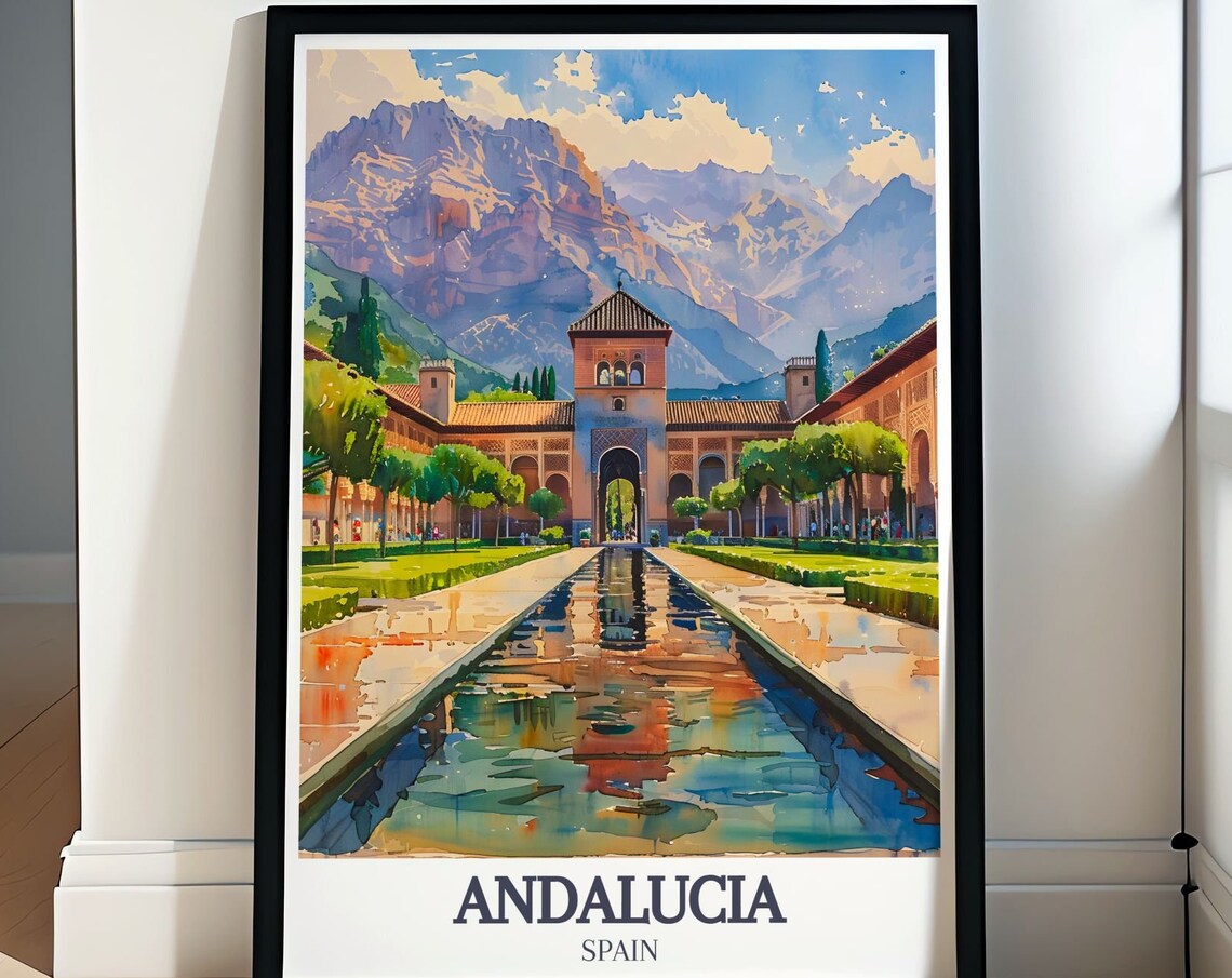 Andalucia Spain Alhambra Palace Courtyard Reflection Poster Art